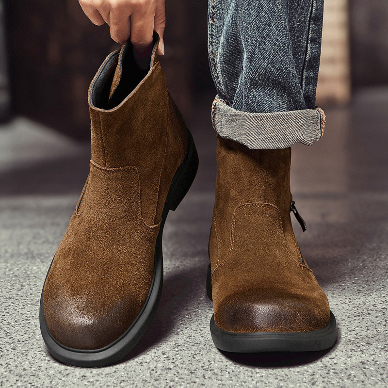 Vintage Cow Suede Mens Chelsea - Vintage Outdoor Fashion 评论和价格