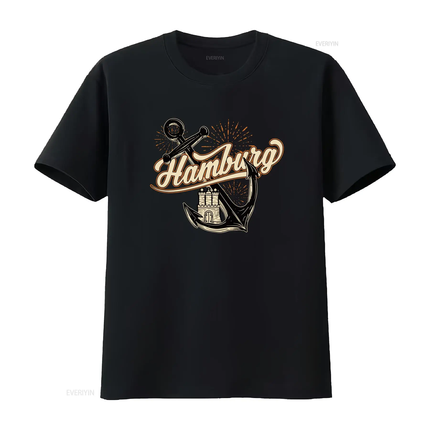 Mens Hamburg Anchor Print T Sh - Vintage Fashion Hamburg 评论和价格