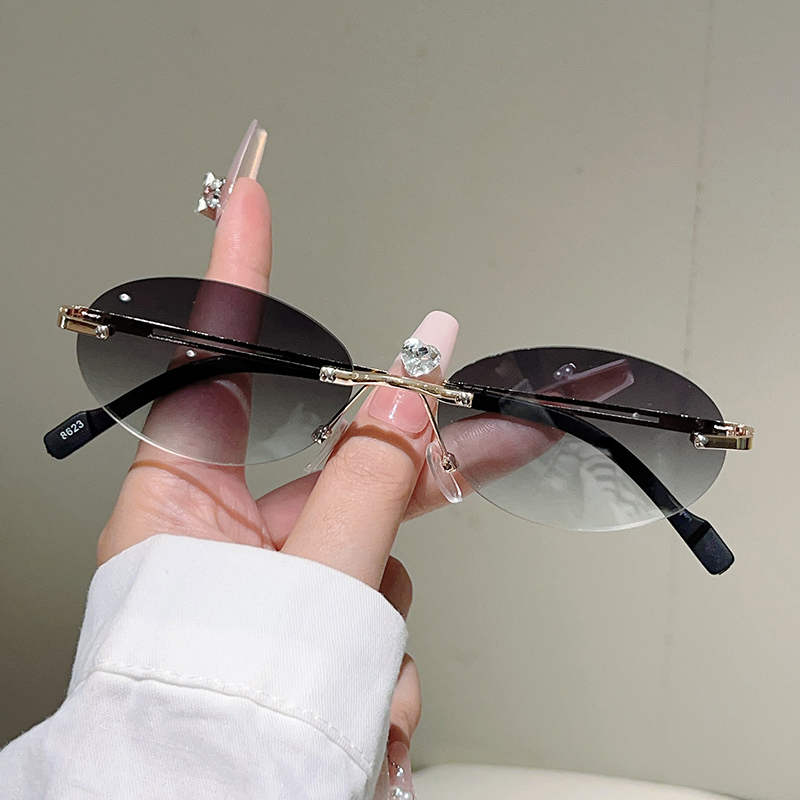 Rimless Oval Sunglasses Women  - Vintage Outdoor Fashion 评论和价格