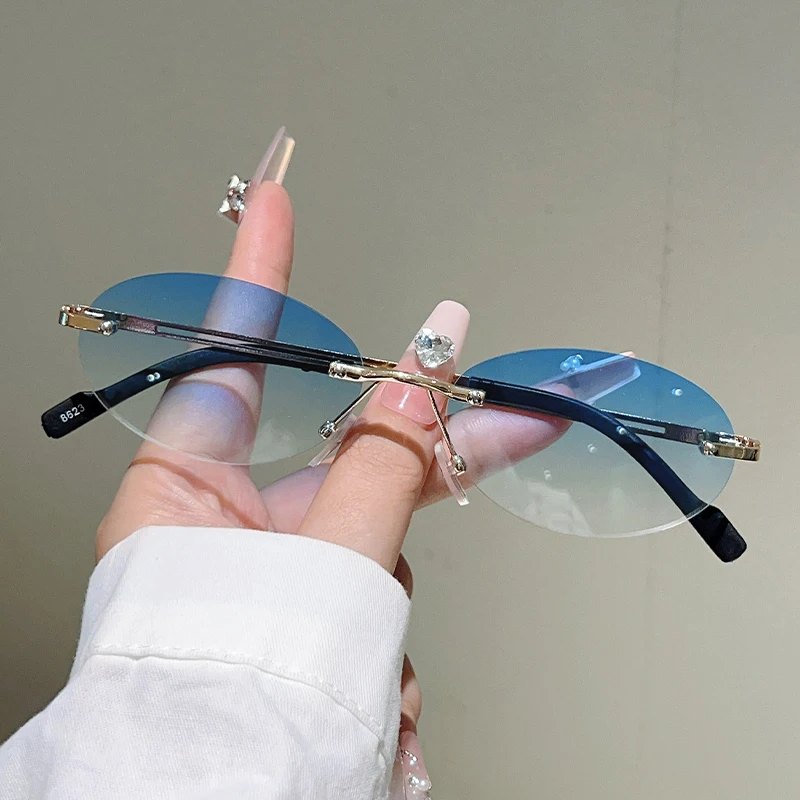 Rimless Oval Sunglasses Women  - Vintage Outdoor Fashion 评论和价格