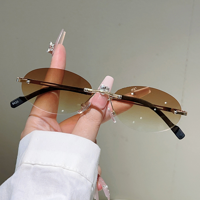 Rimless Oval Sunglasses Women  - Vintage Outdoor Fashion 评论和价格