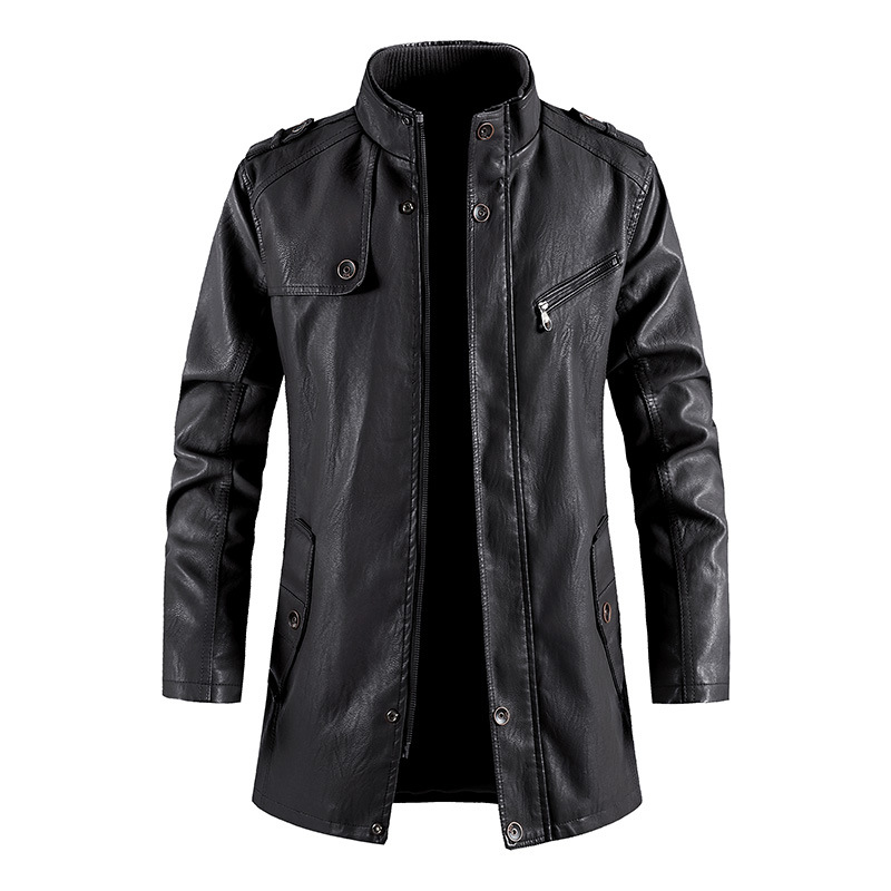 Mid-Length Faux Leather Motocy - Vintage Windbreaker Nylon 评论和价格