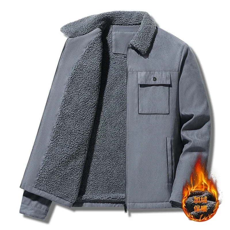 Winter Men Jackets Suede Warm  - Vintage Windbreaker Nylon 评论和价格